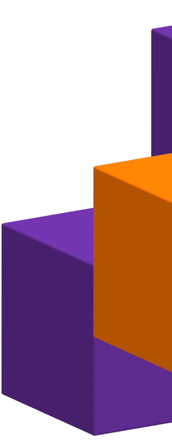 'Simple' section background: 3 purple and one orange cubes
